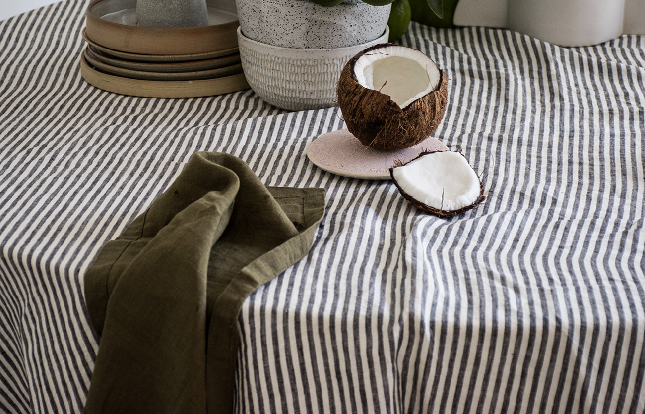 Olive French linen napkins